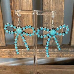 New - Faux Turquoise Bow Earrings